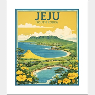 Jeju South Korea Travel Tourism Retro Vintage Posters and Art